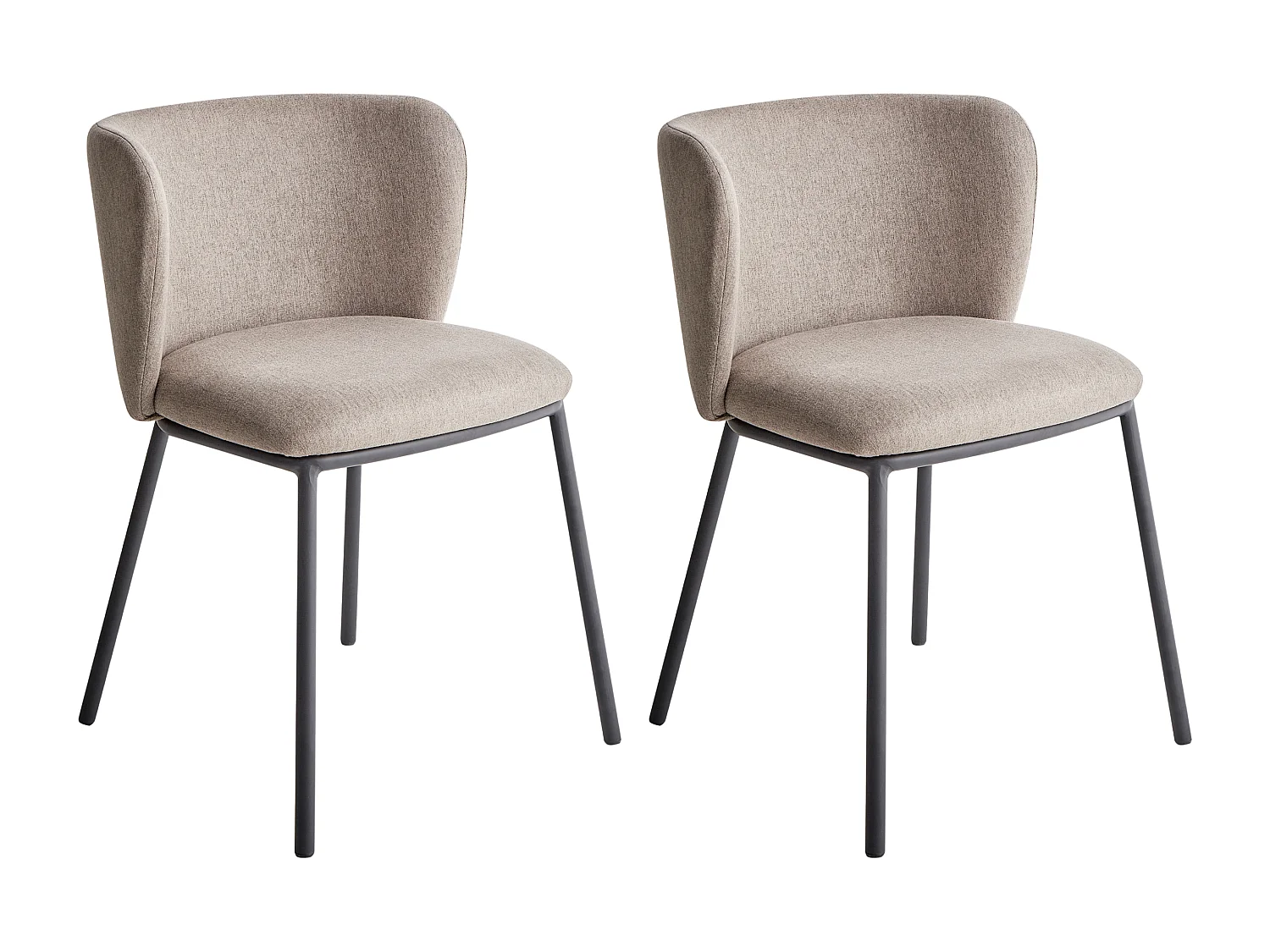 Lot de 2 chaises de salle à manger MINA Tissu Taupe