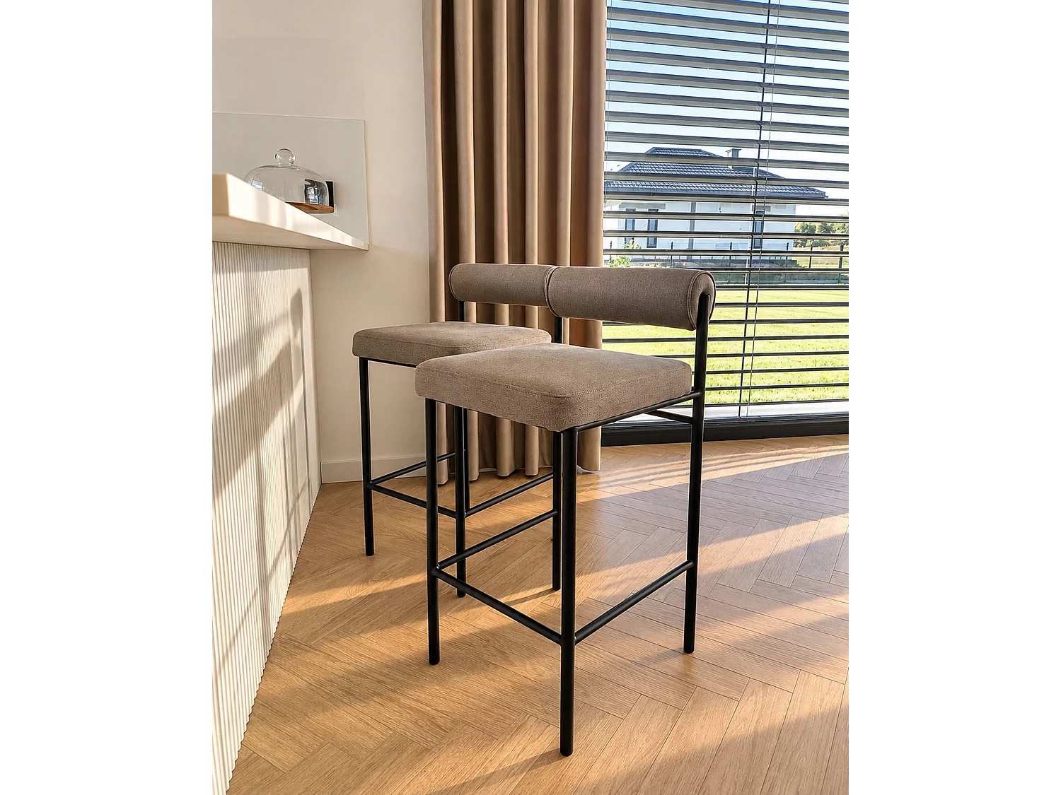 Set med 2 barstolar AMAYA Taupe