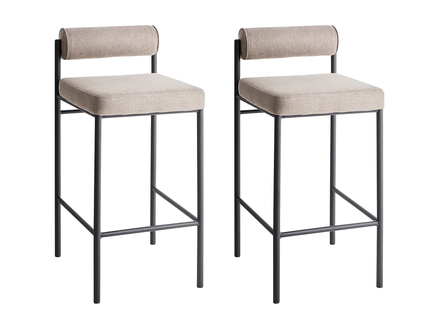 Set van 2 barstoelen AMAYA Stof Taupe
