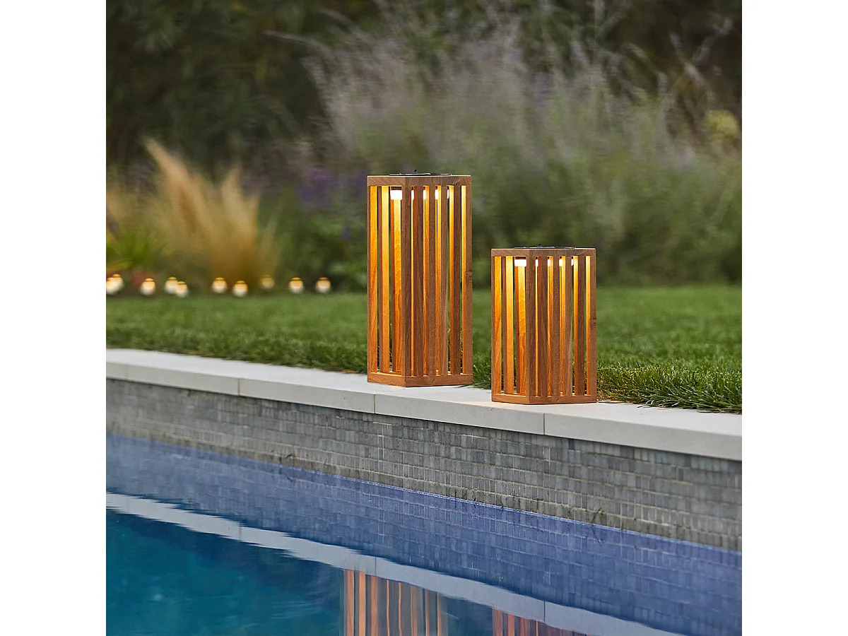 Lanterne solaire décorative CHENNAI Bois Bois H50cm