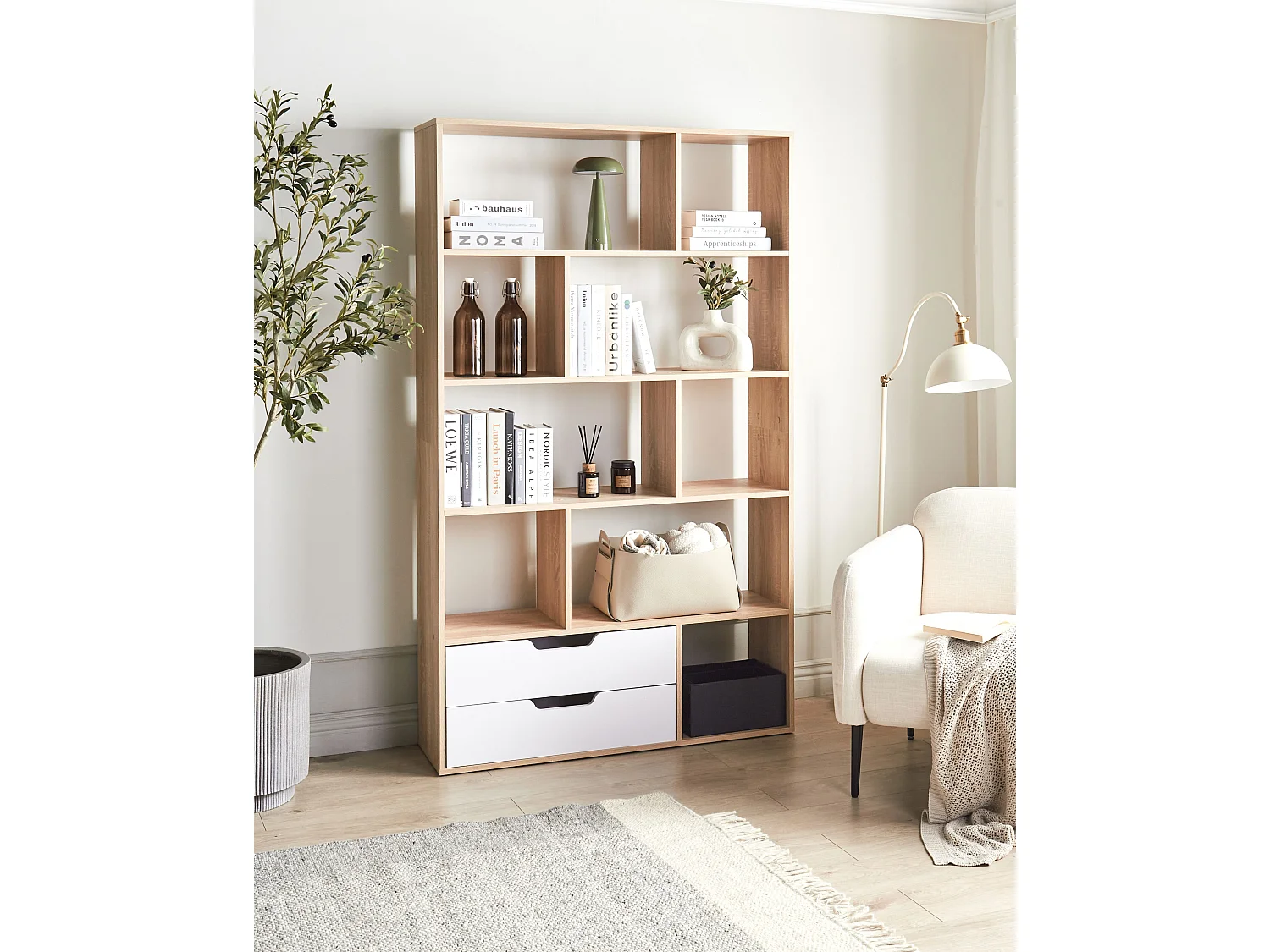 Libreria WADENA 185 cm Marrone/ Bianco