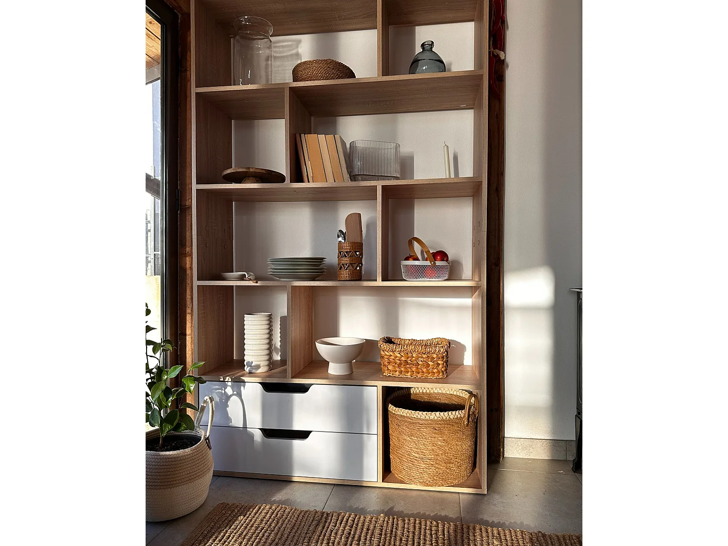 Etagère WADENA 185 cm Marron/blanc
