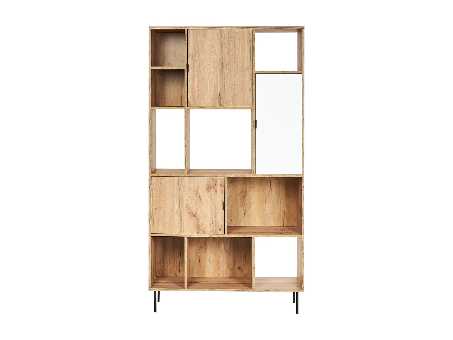 Bücherregal heller Holzfarbton mit 11 Regalböden 3 Türen Amos