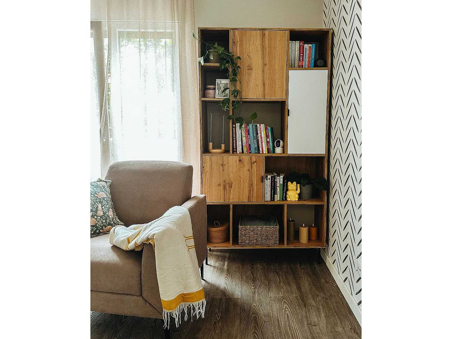 5 Tier Shelving Unit AMOS 185 cm Light Brown