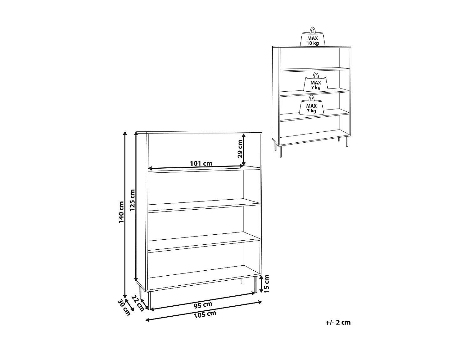 Bücherregal dunkler Holzfarbton mit 4 Fächern modernes Design Nanton