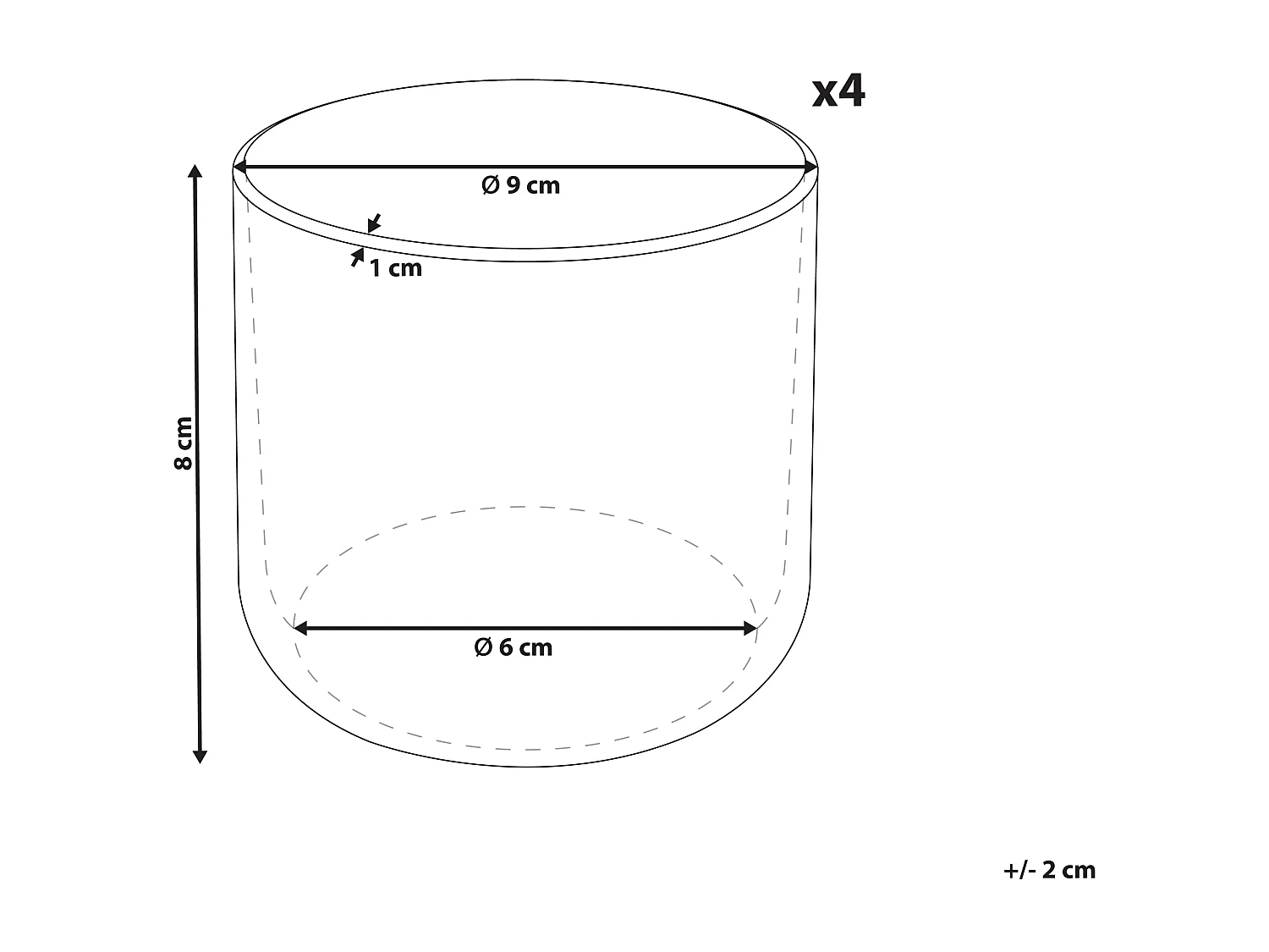 Zestaw 4 kubków ANNISE Kamionka Złamana biel