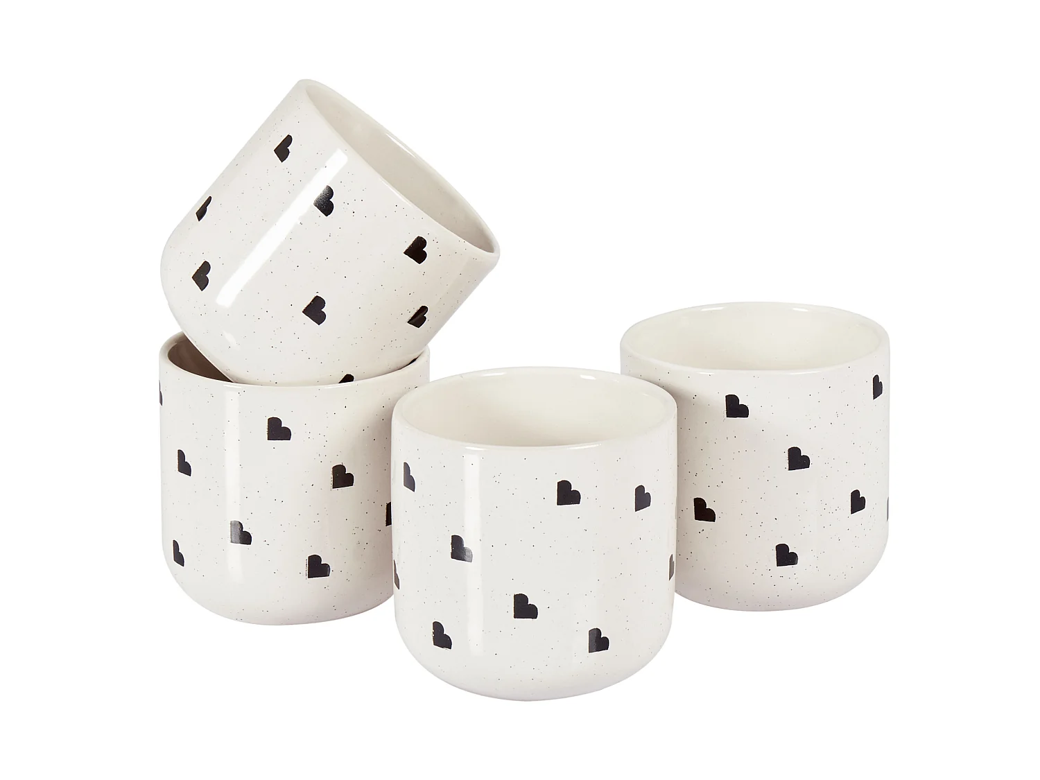 Set of 4 Mugs ANNISE Stoneware Off-White