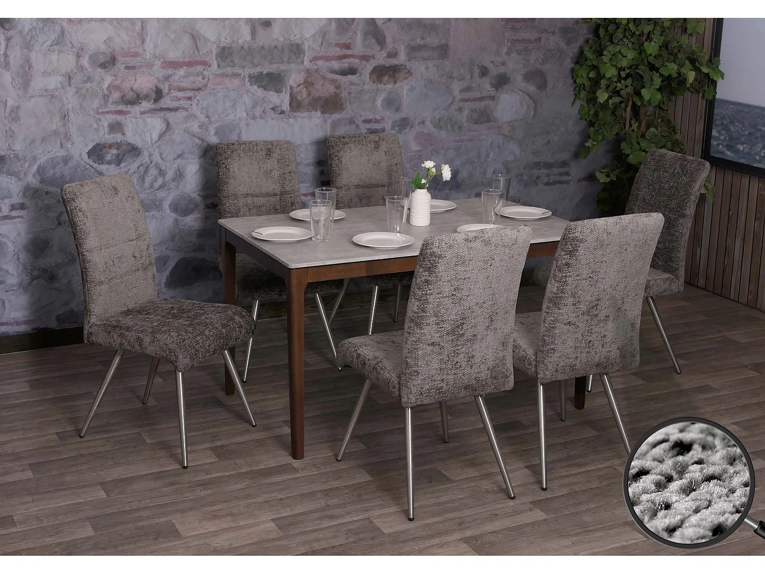 Chaise de salle à manger MCW-G55 (lot de 6),  gris foncé