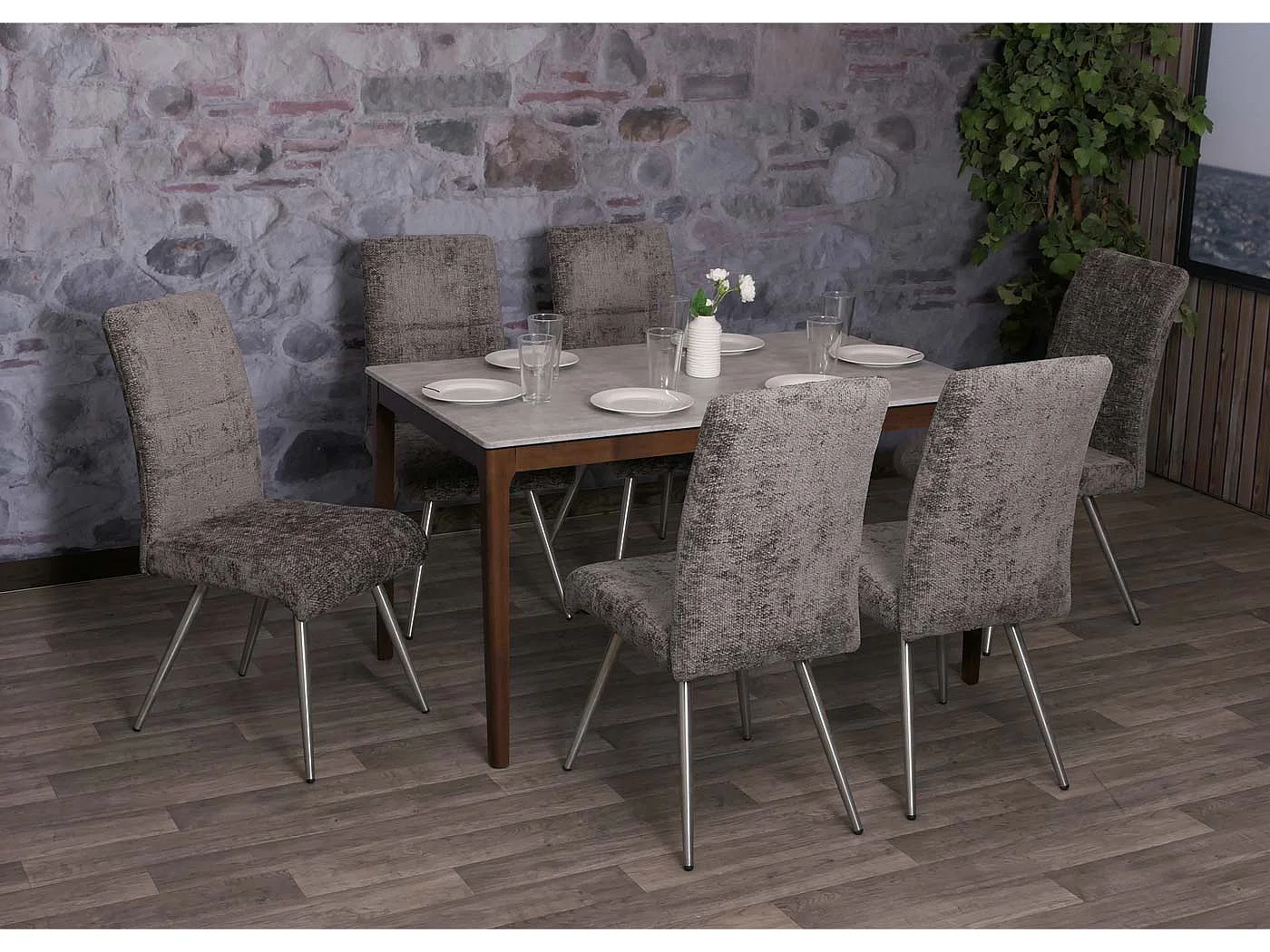 Chaise de salle à manger MCW-G55 (lot de 6),  gris foncé