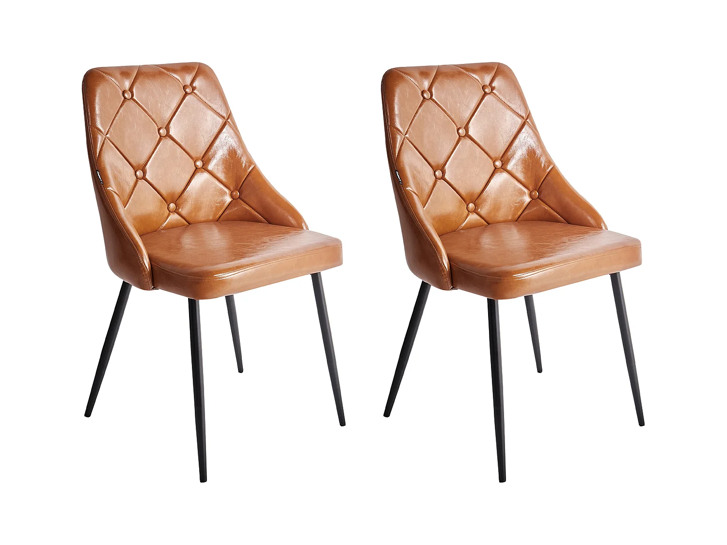 Lot de 2 chaises de salle à manger VALERIE Cuir PU Marron doré