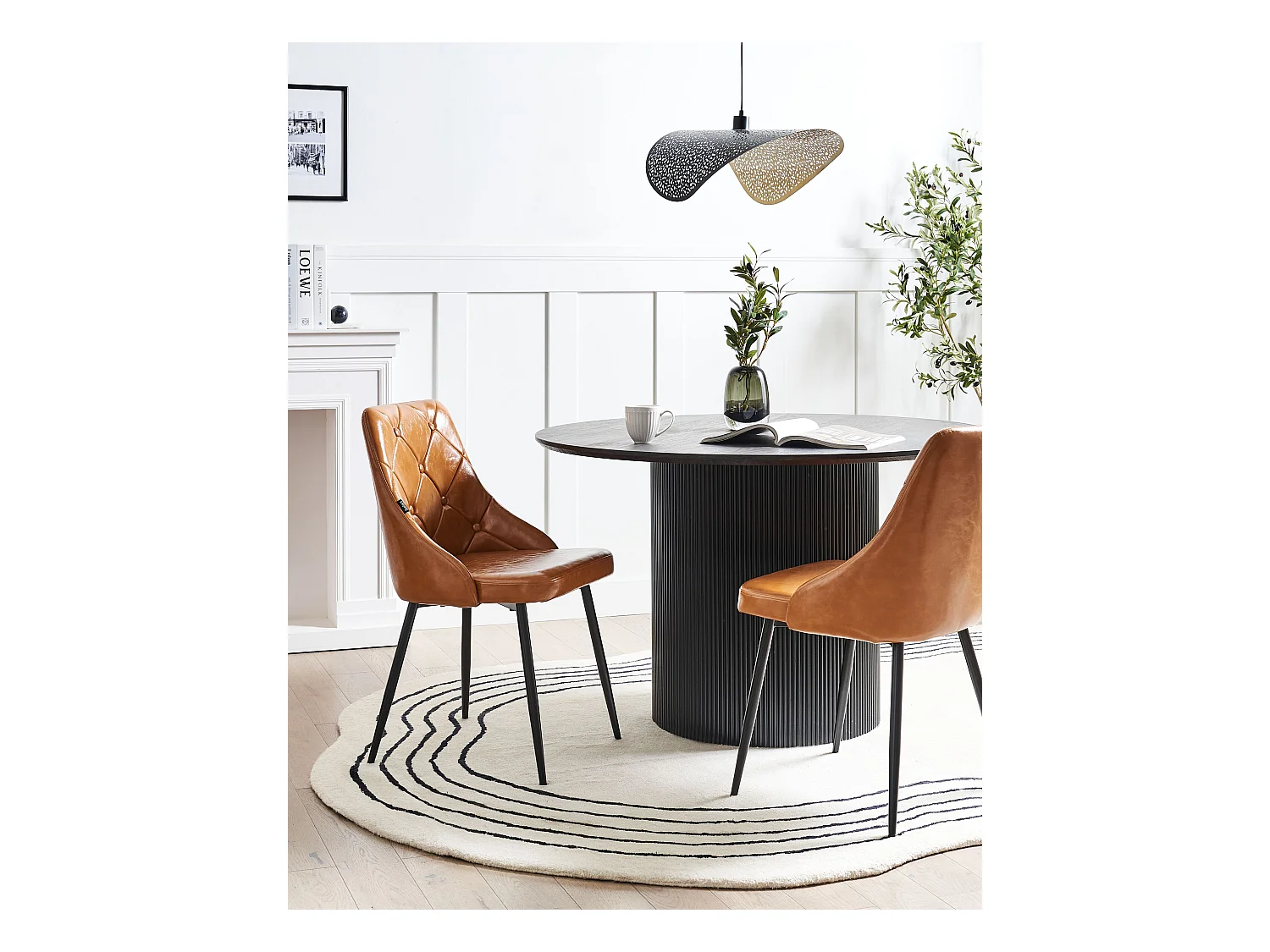 Lot de 2 chaises de salle à manger VALERIE Cuir PU Marron doré