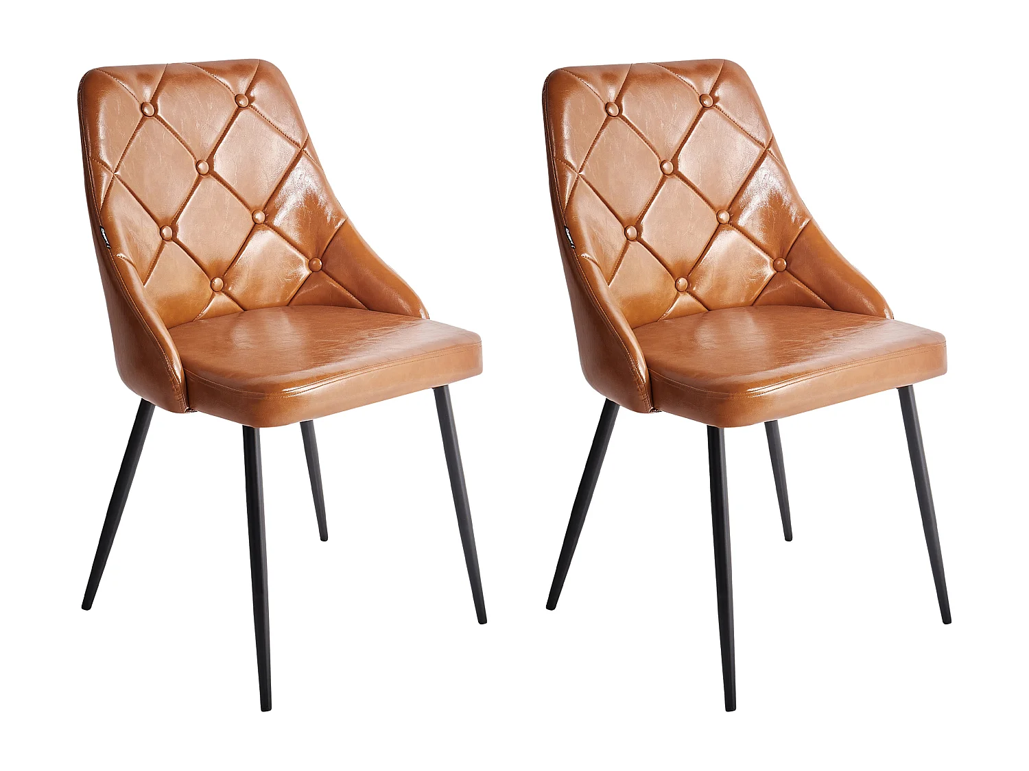 Lot de 2 chaises de salle à manger VALERIE Cuir PU Marron doré