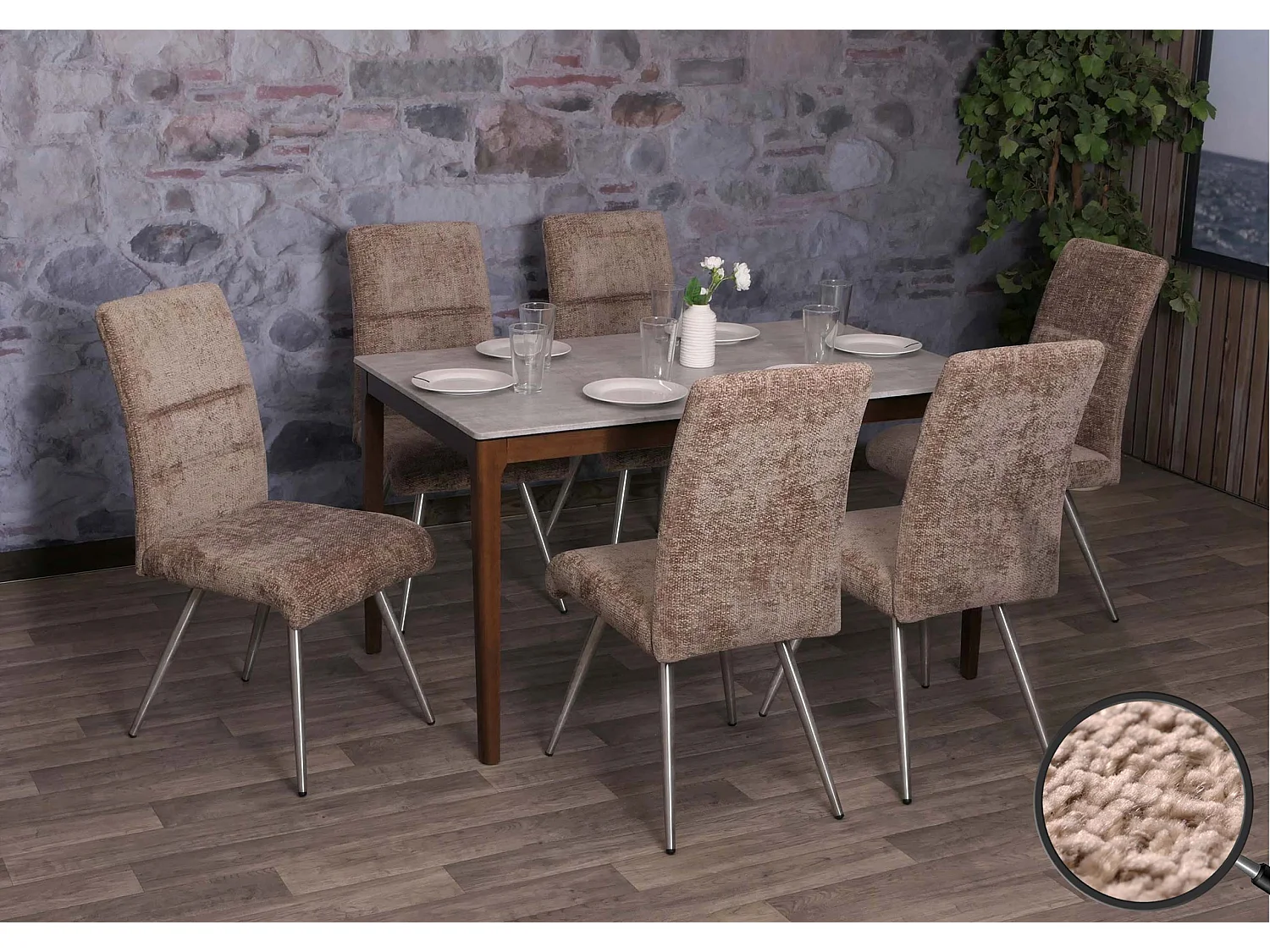 Chaise de salle à manger MCW-G55 (lot de 6),  marron