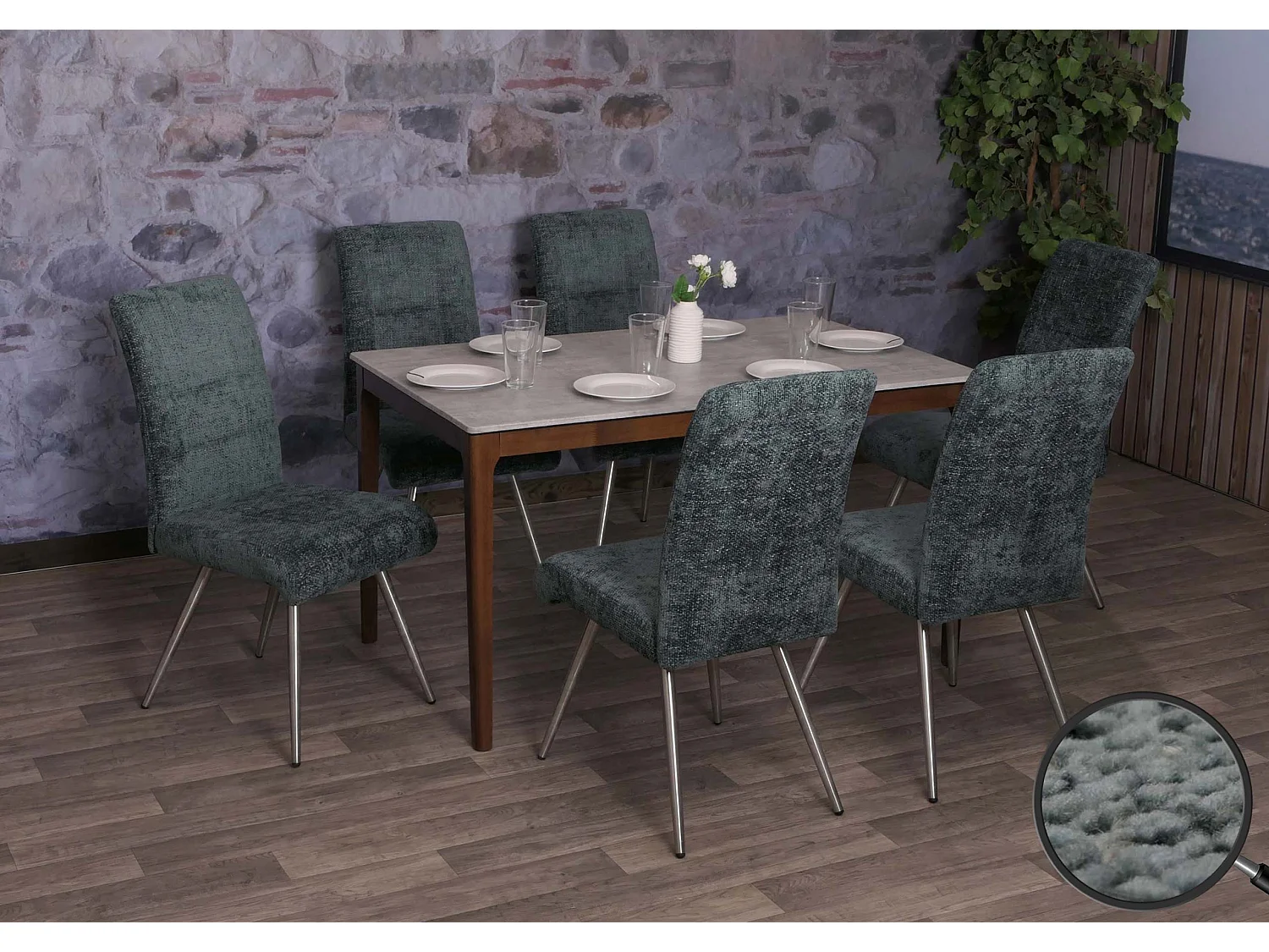 Chaise de salle à manger MCW-G55 (lot de 6),  bleu-vert