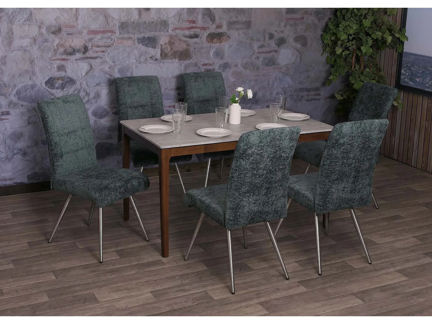 Chaise de salle à manger MCW-G55 (lot de 6),  bleu-vert