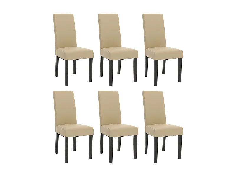 Eetkamerstoel MCW-N66 KL (set van 6),  crème, zwarte poten