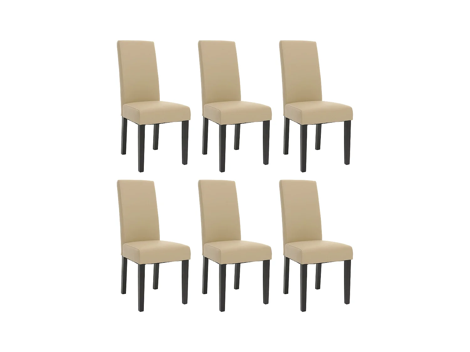 Set di 6 sedie da pranzo MCW-N66, sedia cucina soggiorno poltrona legno massiccio ecopelle ~ avorio, gambe nere