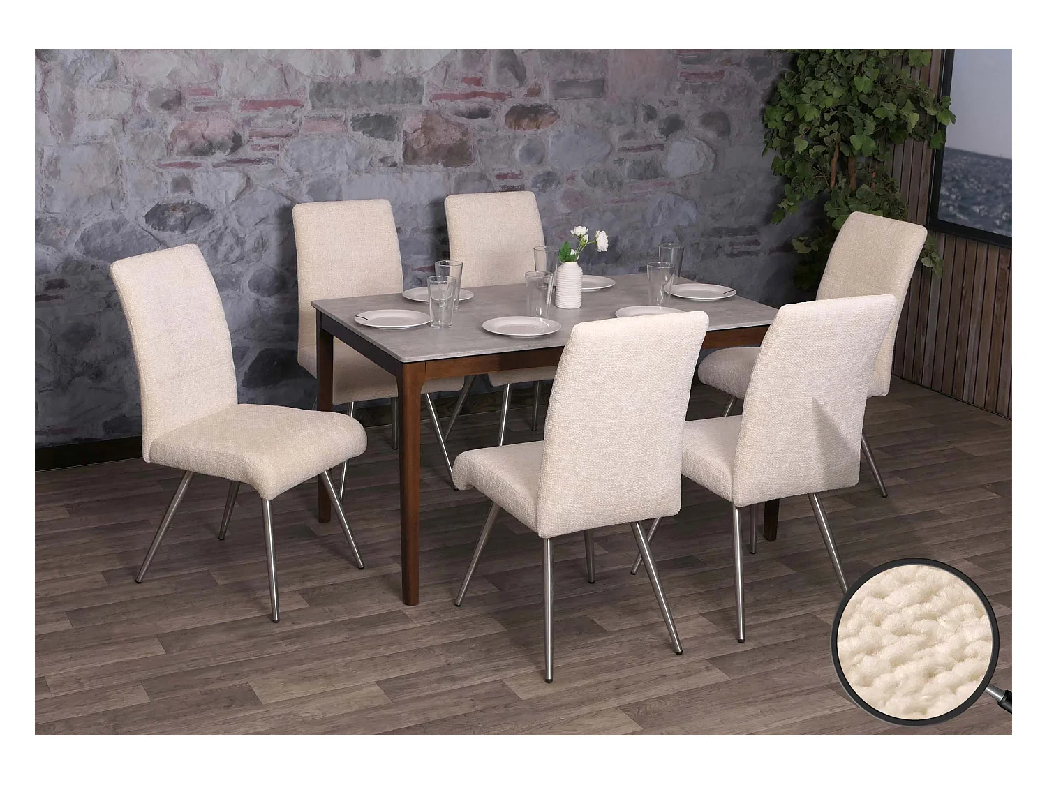 Krzesło do jadalni MCW-G55 (zestaw 6 sztuk),  kremowy