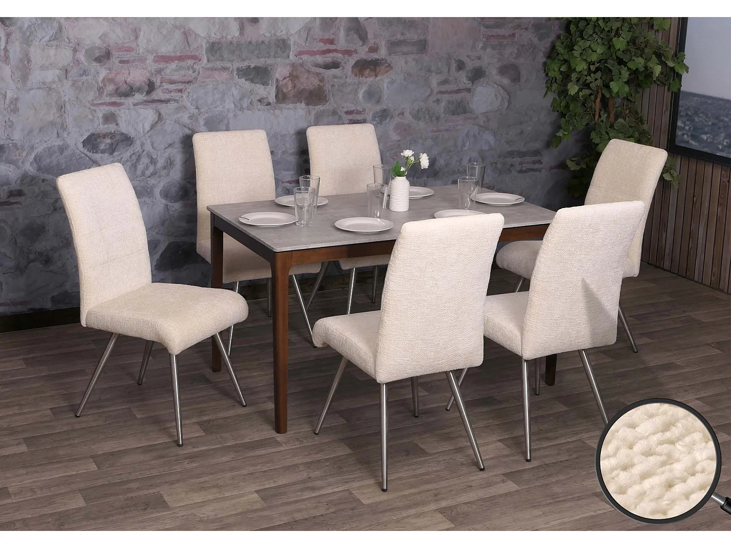 Eetkamerstoel MCW-G55 (set van 6),  crème