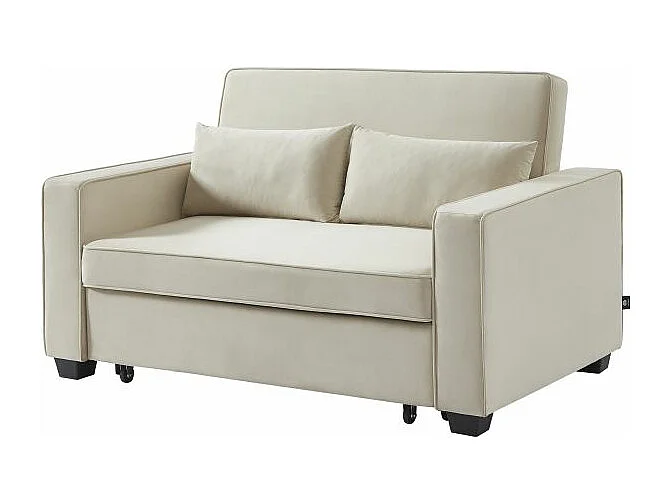 Canapé droit convertible velours 2 places beige ÉPIDOTE