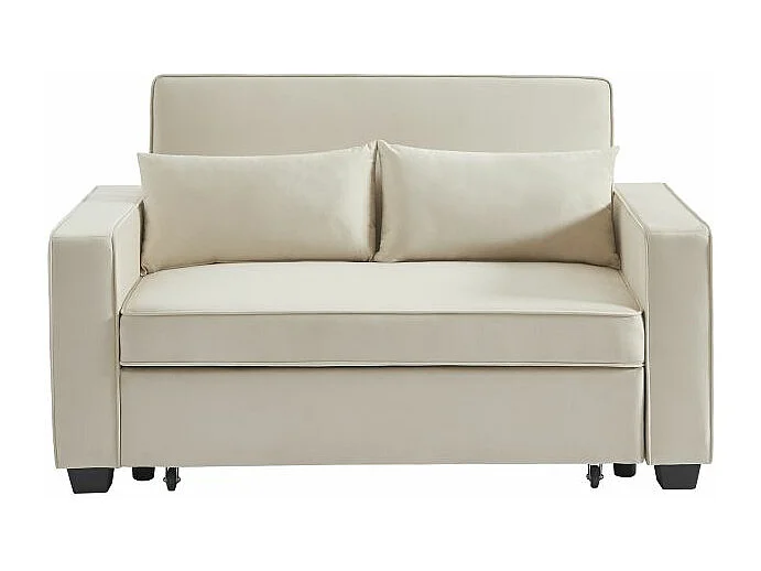 Canapé droit convertible velours 2 places beige ÉPIDOTE
