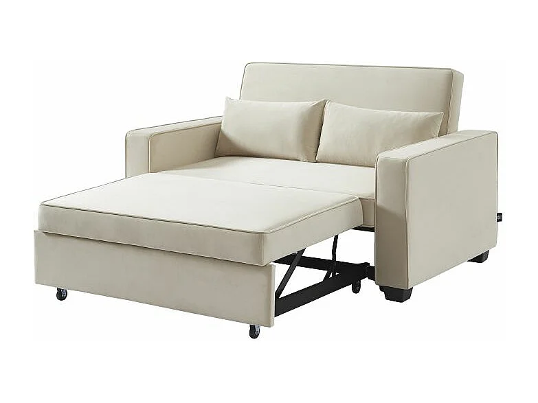 Canapé droit convertible velours 2 places beige ÉPIDOTE