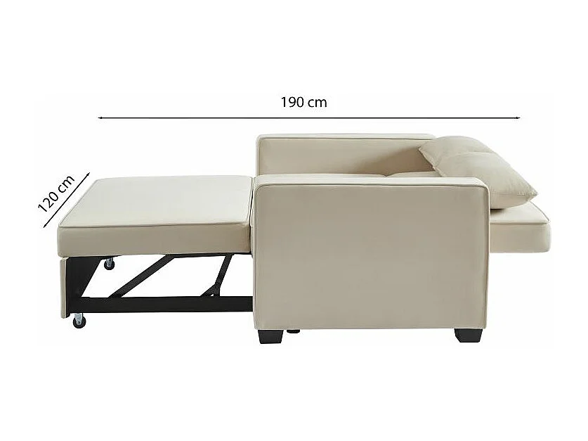 Canapé droit convertible velours 2 places beige ÉPIDOTE