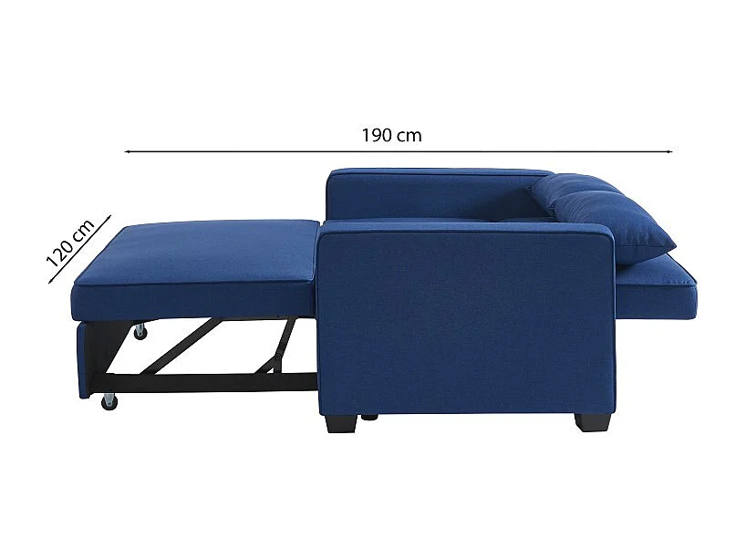 Canapé droit convertible tissu 2 places bleu ÉPIDOTE
