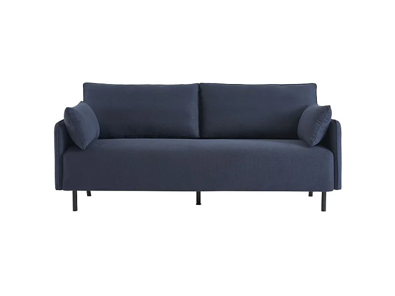 Canapé droit fixe tissu 3 places bleu nuit SÉRÉNITE