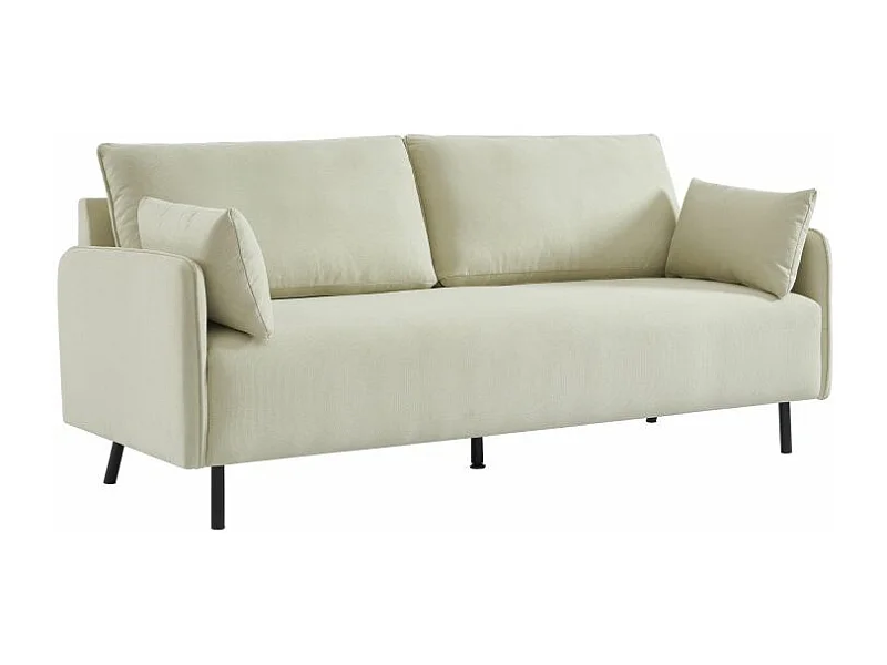Canapé droit fixe tissu 3 places beige SÉRÉNITE