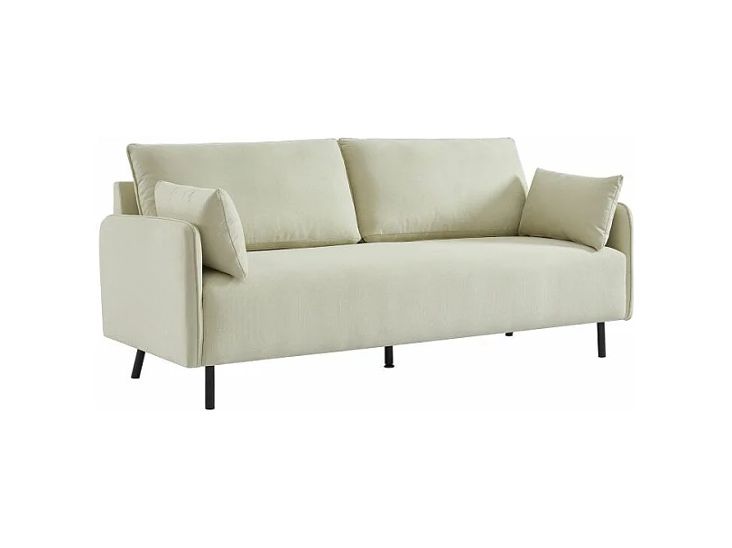 Canapé droit fixe tissu 3 places beige SÉRÉNITE