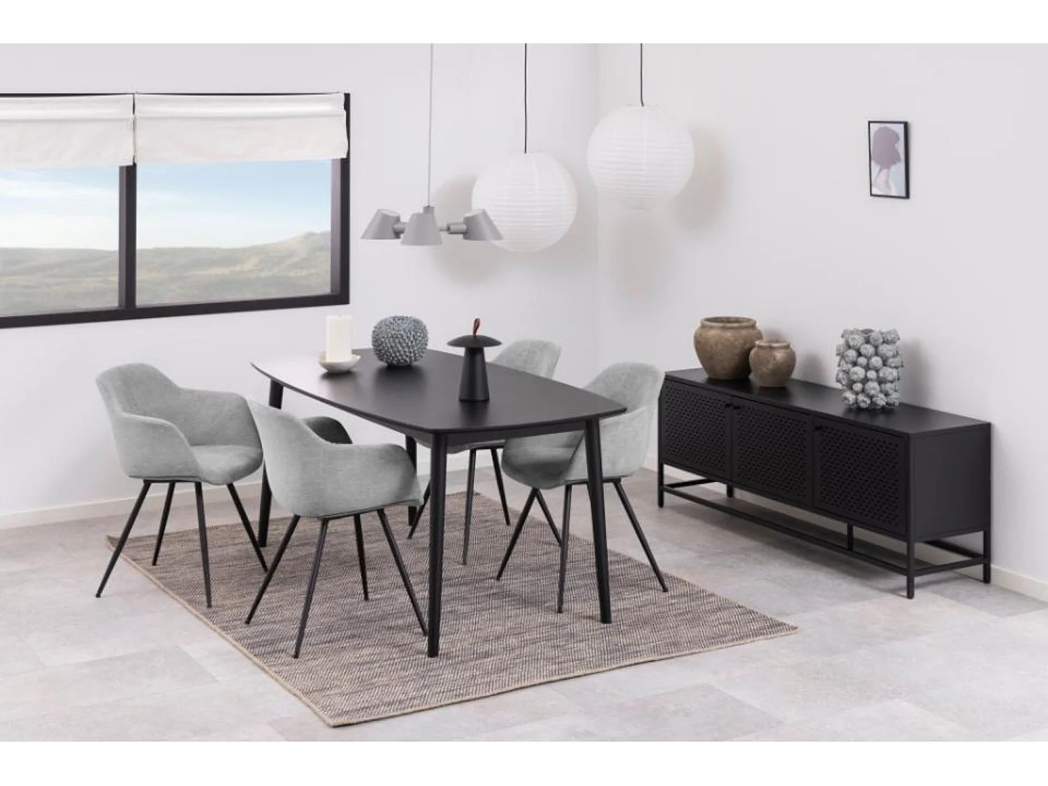 Buffet bas scandinave en métal noir 3 portes L160 - HARLOW