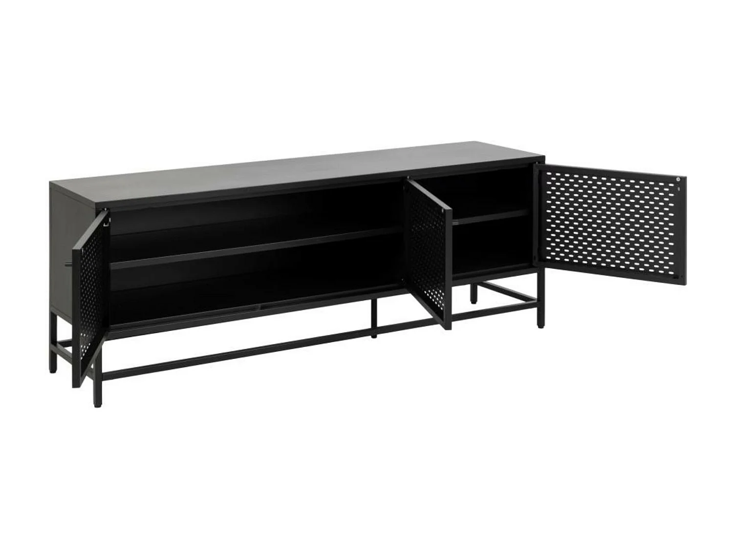 Buffet bas scandinave en métal noir 3 portes L160 - HARLOW