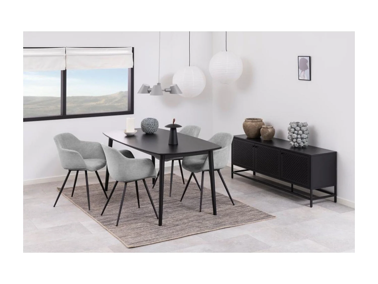 Buffet bas scandinave en métal noir 3 portes L160 - HARLOW