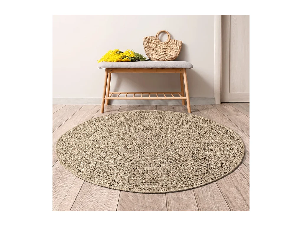 Tapis 160 cm aspect jute intérieur et extérieur