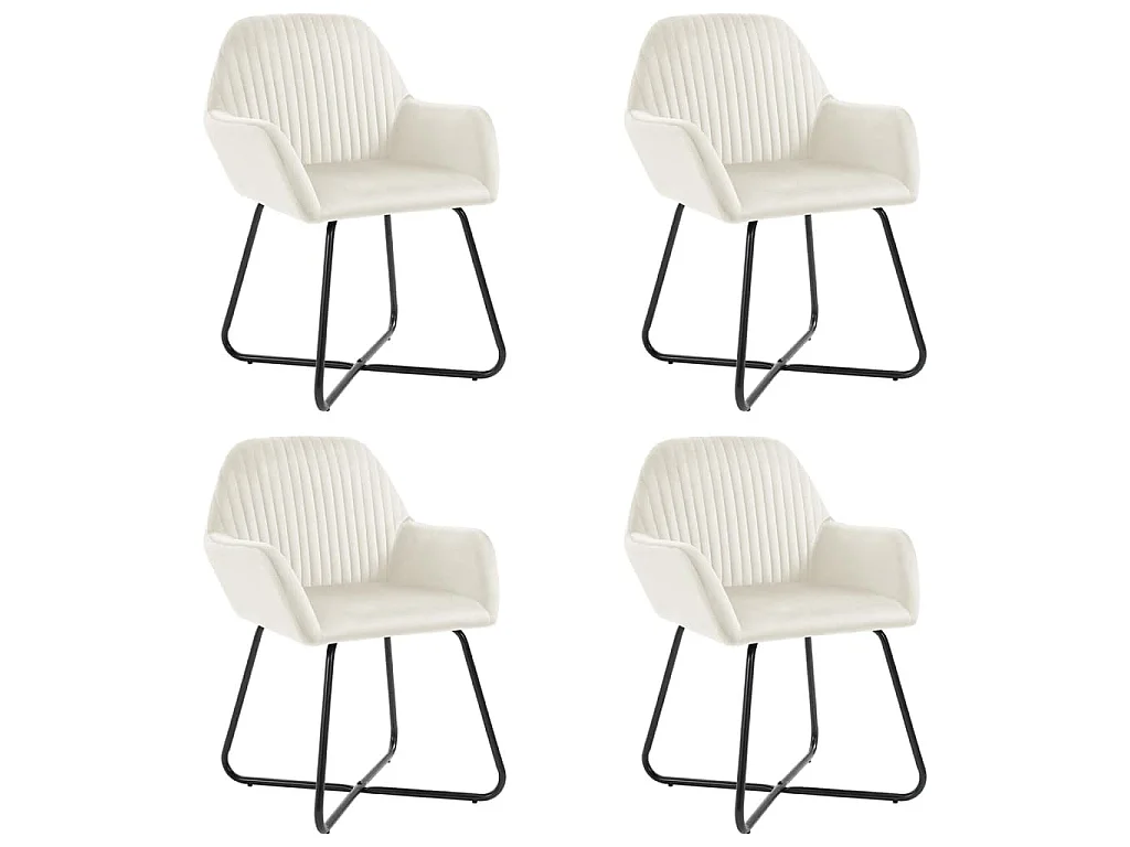 Chaises à manger lot de 4 Crème Velours