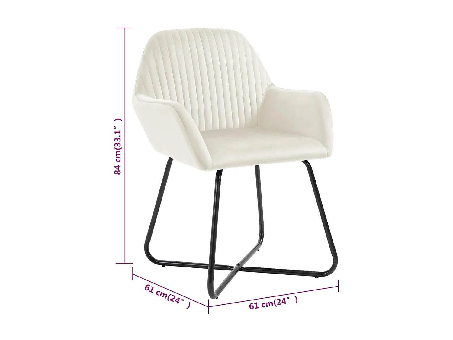 Chaises à manger lot de 6 crème velours