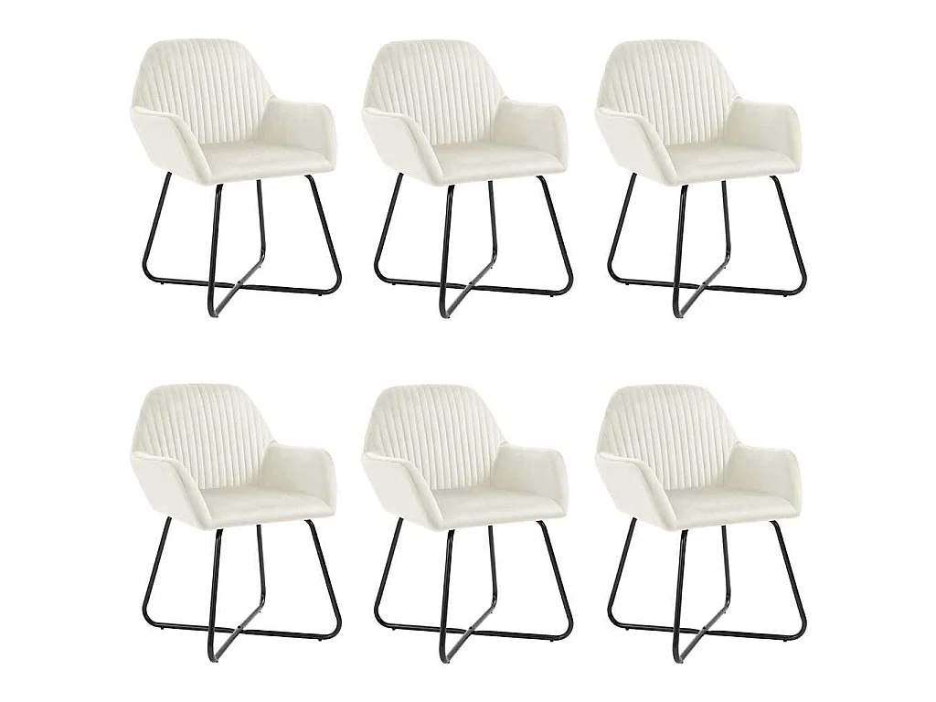 Chaises à manger lot de 6 crème velours