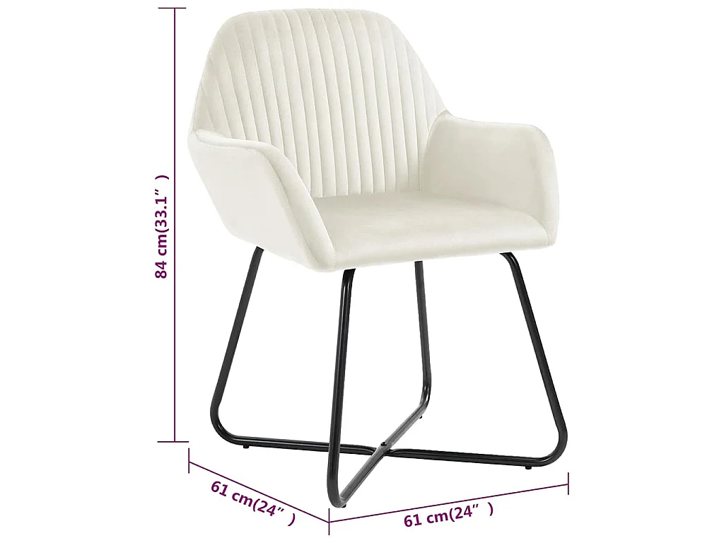 Chaises à manger lot de 6 crème velours