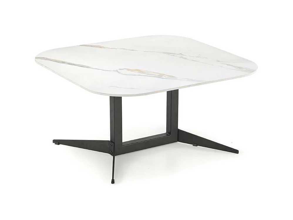 Table basse carrée 80cm - aspect marbre blanc - Isla
