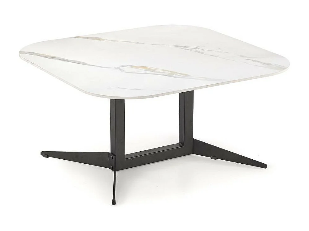 Table basse carrée 80cm - aspect marbre blanc - Isla