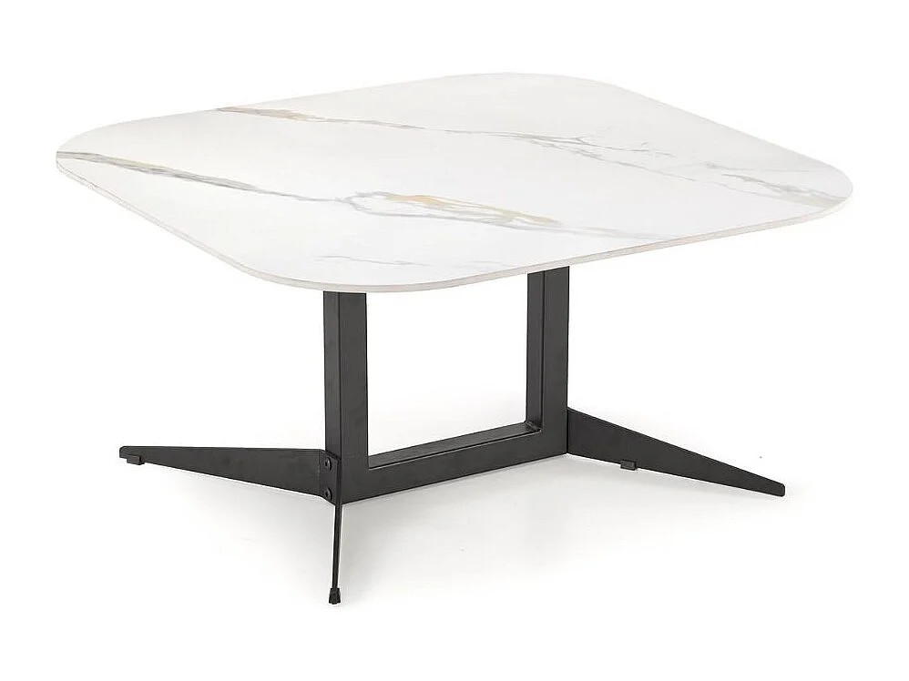 Table basse carrée 80cm - aspect marbre blanc - Isla