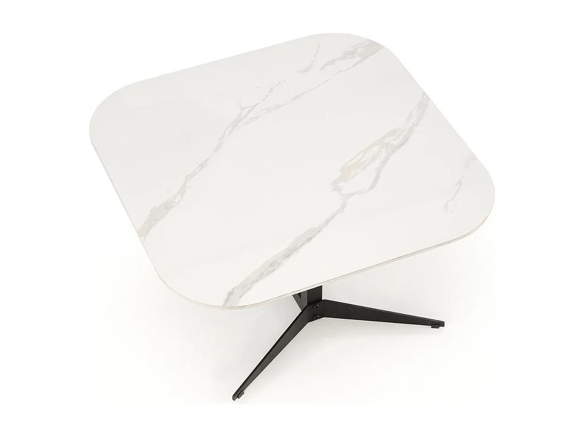 Table basse carrée 80cm - aspect marbre blanc - Isla