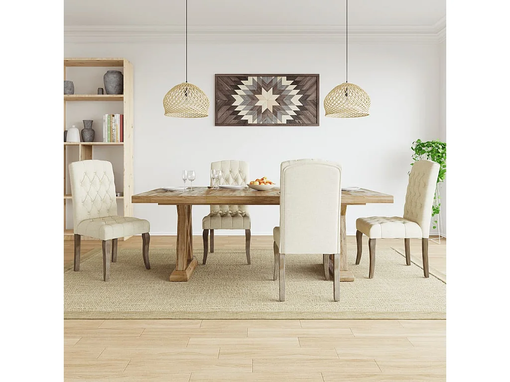Sillas de comedor 4 unidades tela con apariencia de lino beige
