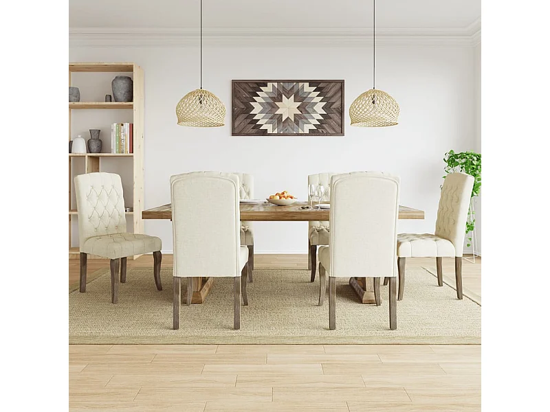 Eetkamerstoelen 6 st linnen-look stof beige