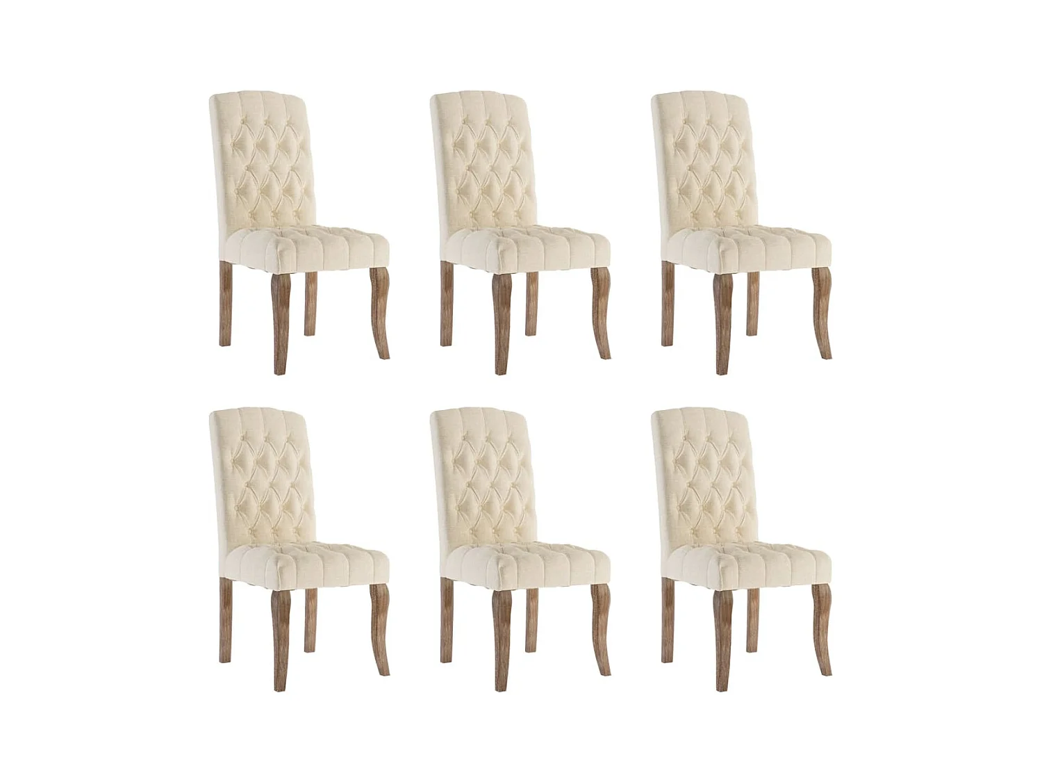 Chaises à manger lot de 6 beige tissu à l'aspect de lin