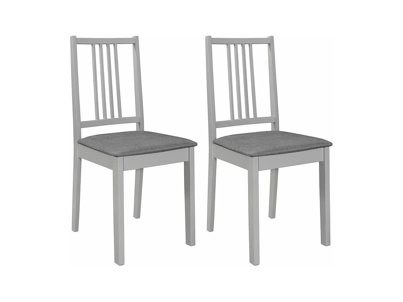 Chaises à manger avec coussins lot de 2 gris bois solide