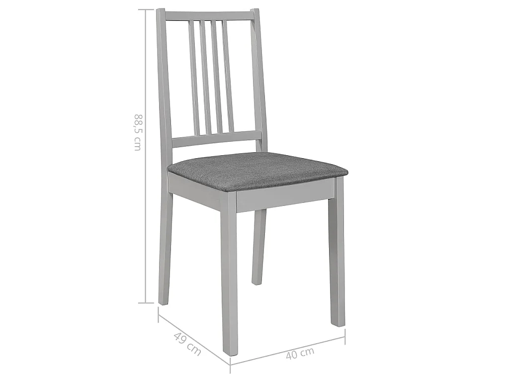 Esszimmerstühle mit Kissen 2 Stk. Grau Massivholz