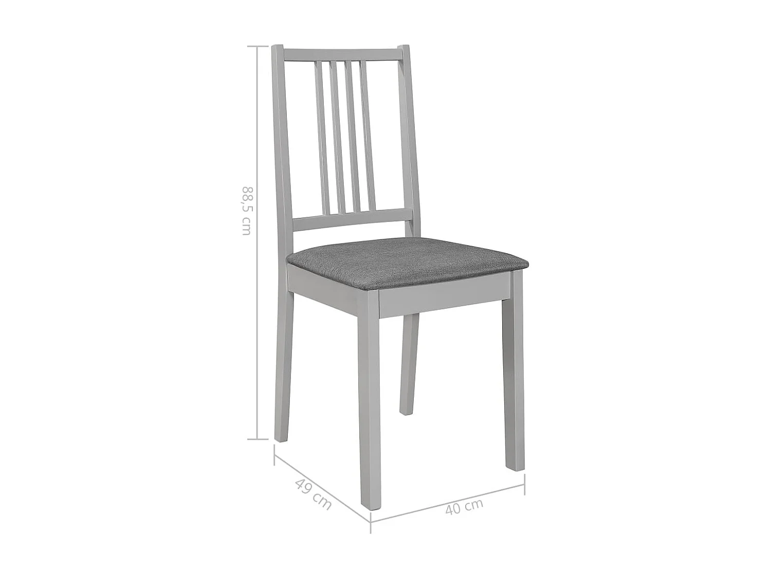 Esszimmerstühle mit Kissen 2 Stk. Grau Massivholz