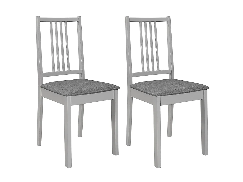 Esszimmerstühle mit Kissen 2 Stk. Grau Massivholz